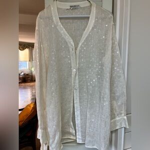 Salvatore Ferragamo Cream Sequin Women Shirt